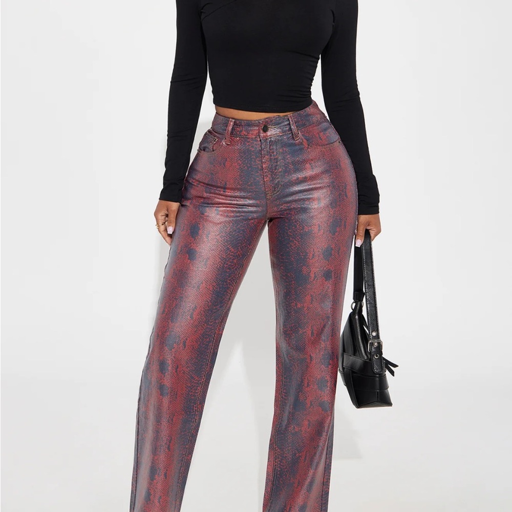 Leather snakeskin pants